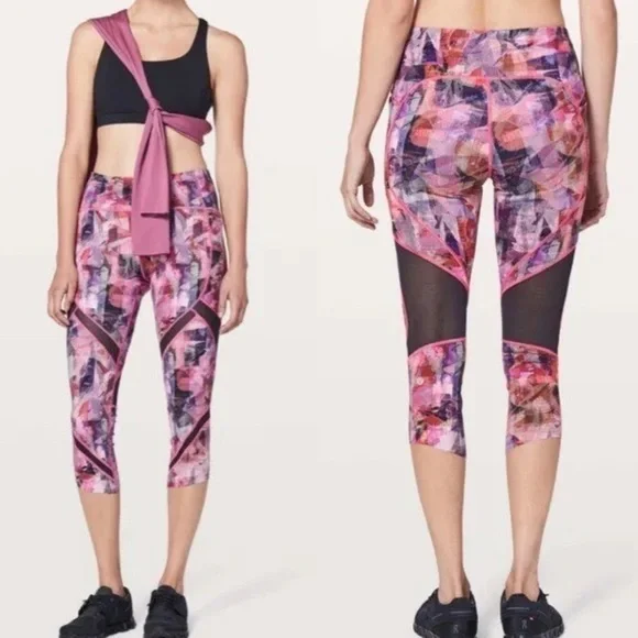 Lululemon On Pace Crop *21" Sun Dazed Multi Pink Size 6 - Picture 1 of 10